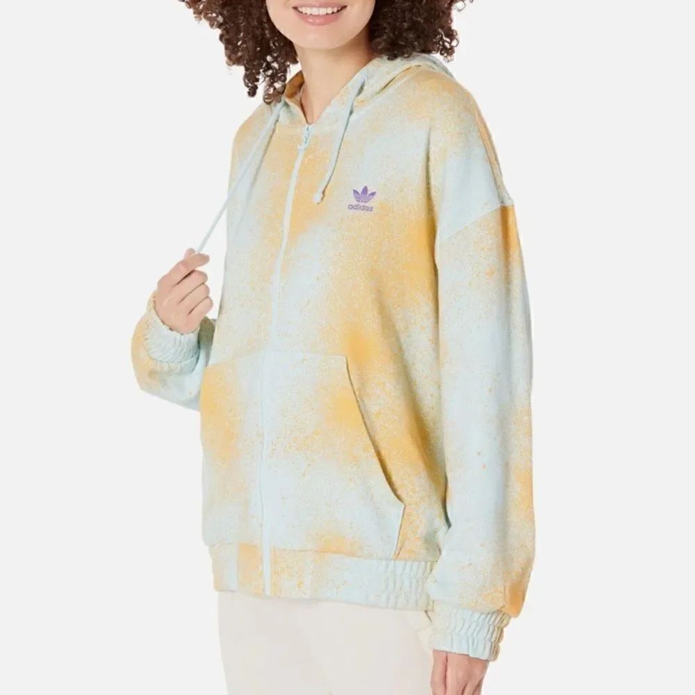Adidas Originals adiColor Speckled Tie Dye Beach AOP Full Zip Hoodie Sweatshirt